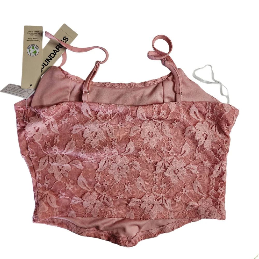 Pink Lace Corset Top Bustier Cami Y2K Coquette Vibes NWT Small - Picture 3 of 3